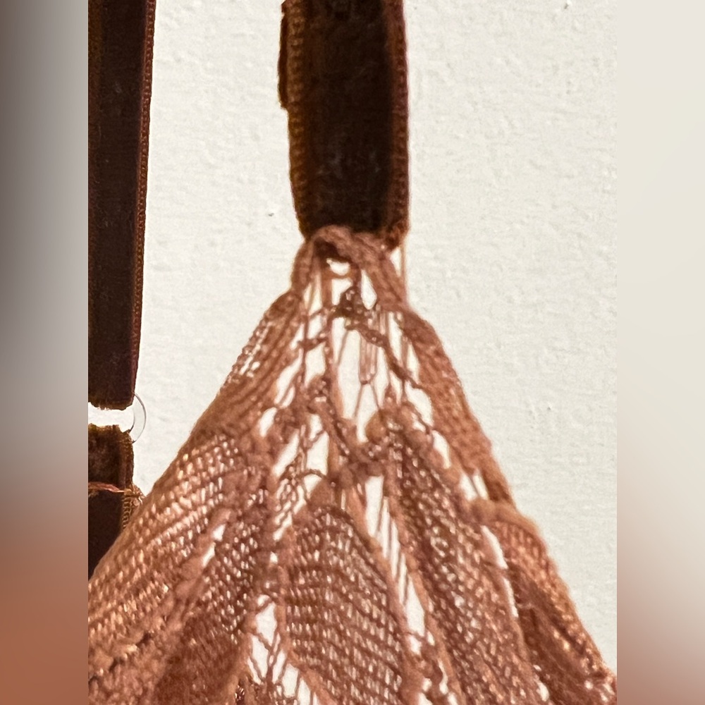 Vintage Delicates Velvet Feel Lace Nightgown Lingerie Slip Dress in Rich Brown - Picture 3 of 7